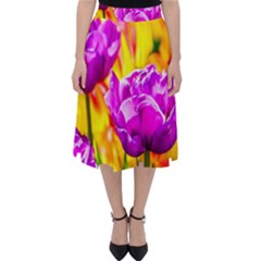 Violet Tulip Flowers Classic Midi Skirt by FunnyCow