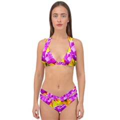Violet Tulip Flowers Double Strap Halter Bikini Set by FunnyCow