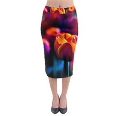 Red Tulips Midi Pencil Skirt by FunnyCow
