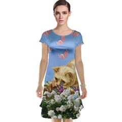 Cat And Butterflies Cap Sleeve Nightdress