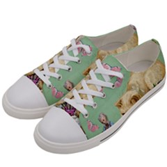 Cat And Butterflies Green Women s Low Top Canvas Sneakers by snowwhitegirl