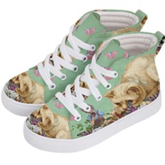 Cat And Butterflies Green Kid s Hi-top Skate Sneakers by snowwhitegirl