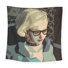 Girl Thinking Square Tapestry (large)