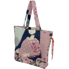 Rose Floral Doll Drawstring Tote Bag