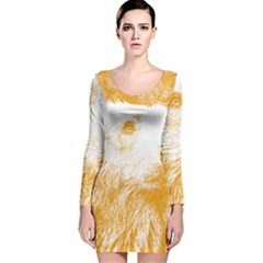 Bear Long Sleeve Velvet Bodycon Dress