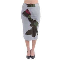 Red Rose Midi Pencil Skirt