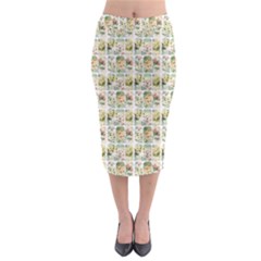 Victorian Flower Labels Midi Pencil Skirt