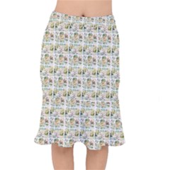 Victorian Flower Labels Mermaid Skirt by snowwhitegirl