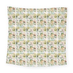 Victorian Flower Labels Square Tapestry (large)