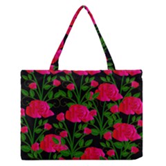 Roses At Night Zipper Medium Tote Bag