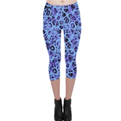 Officially Sexy Powder Blue & Black Cracked Pattern Capri Leggings  by OfficiallySexy