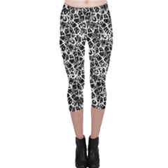 Officially Sexy Black & White Cracked Pattern Capri Leggings  by OfficiallySexy