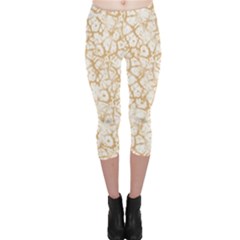 Officially Sexy Champagne & White Cracked Pattern Capri Leggings  by OfficiallySexy