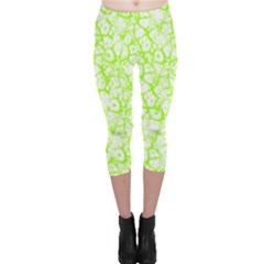 Officially Sexy Lime & White Cracked Pattern Capri Leggings  by OfficiallySexy