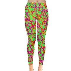 Officially Sexy Neon Green Pink Purple & Yellow Cracked Pattern Leggings  by OfficiallySexy