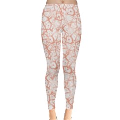 Officially Sexy Peach & White Cracked Pattern Leggings  by OfficiallySexy