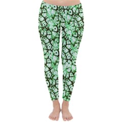 Officially Sexy Mint & Forest Green Cracked Pattern Winter Leggings  by OfficiallySexy