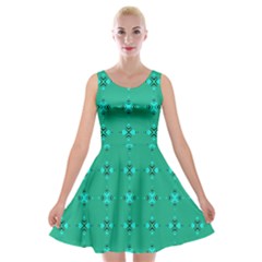 Modern Bold Geometric Green Circles Sm Velvet Skater Dress by BrightVibesDesign