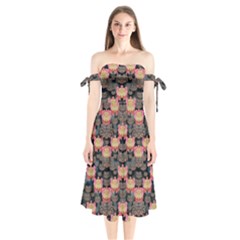 Heavy Metal Meets Power Of The Big Flower Shoulder Tie Bardot Midi Dress by pepitasart