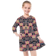 Heavy Metal Meets Power Of The Big Flower Kids  Quarter Sleeve Shirt Dress by pepitasart