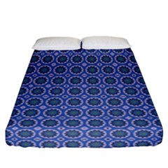 Floral Circles Blue Fitted Sheet (california King Size) by BrightVibesDesign