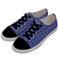 Floral Circles Blue Men s Low Top Canvas Sneakers by BrightVibesDesign