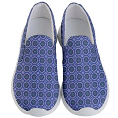 Floral Circles Blue Men s Lightweight Slip Ons by BrightVibesDesign
