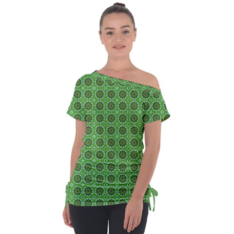 Floral Circles Green Tie-up Tee by BrightVibesDesign