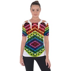 Hamsa Of God Shoulder Cut Out Short Sleeve Top