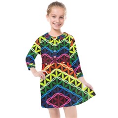 Hamsa Of God Kids  Quarter Sleeve Shirt Dress by CruxMagic