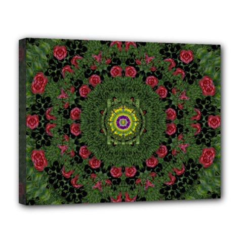 Sunshine Mandala In Rose Heaven Canvas 14  X 11  (stretched) by pepitasart