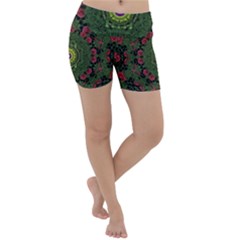 Sunshine Mandala In Rose Heaven Lightweight Velour Yoga Shorts by pepitasart