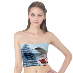 Santa Claus With Cute Pegasus In A Winter Landscape Tube Top by FantasyWorld7