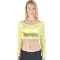 Officially Sexy Yellow & White Cracked Pattern Long Sleeve Crop Top (tight Fit) by OfficiallySexy