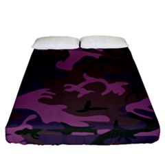 Camouflage Violet Fitted Sheet (Queen Size)