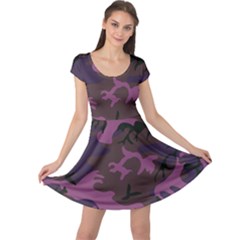 Camouflage Violet Cap Sleeve Dress