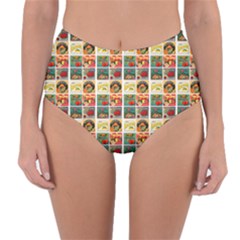 Victorian Fruit Labels Reversible High-waist Bikini Bottoms