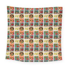 Victorian Fruit Labels Square Tapestry (large)