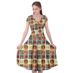 Victorian Fruit Labels Cap Sleeve Wrap Front Dress by snowwhitegirl