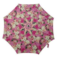 Retro Pets Plaid Pink Hook Handle Umbrellas (medium)