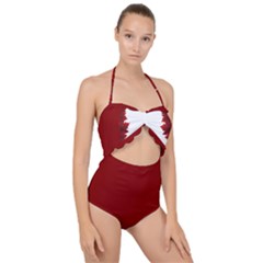 Canada Maple Leaf Scallop Top Cut Out Swimsuit