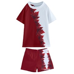 Canada Maple Leaf Kids  Swim Tee and Shorts Set