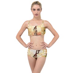 Cute Giraffe Mum With Funny Giraffe Baby Layered Top Bikini Set by FantasyWorld7