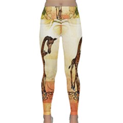 Cute Giraffe Mum With Funny Giraffe Baby Lightweight Velour Classic Yoga Leggings by FantasyWorld7