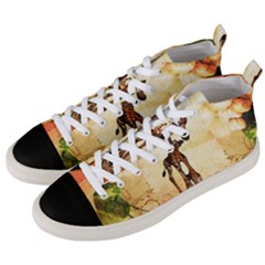 Cute Giraffe Mum With Funny Giraffe Baby Men s Mid-top Canvas Sneakers by FantasyWorld7