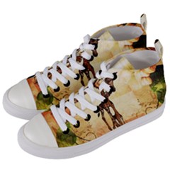 Cute Giraffe Mum With Funny Giraffe Baby Women s Mid-top Canvas Sneakers