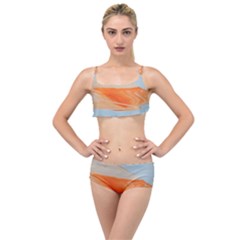 Orange And Blue Layered Top Bikini Set by WILLBIRDWELL