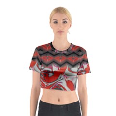 Red Swirls Designs By Flipstylez Designs Cotton Crop Top