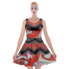 Red Swirls Designs By Flipstylez Designs Velvet Skater Dress by flipstylezfashionsLLC