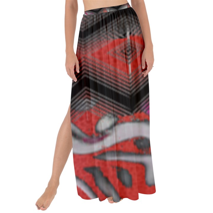 Red swirls designs by FlipStylez Designs Maxi Chiffon Tie-Up Sarong